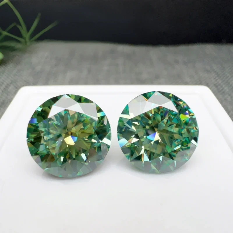 0.1-10ct CRA Certified Round Green Moissanite Loose Stones