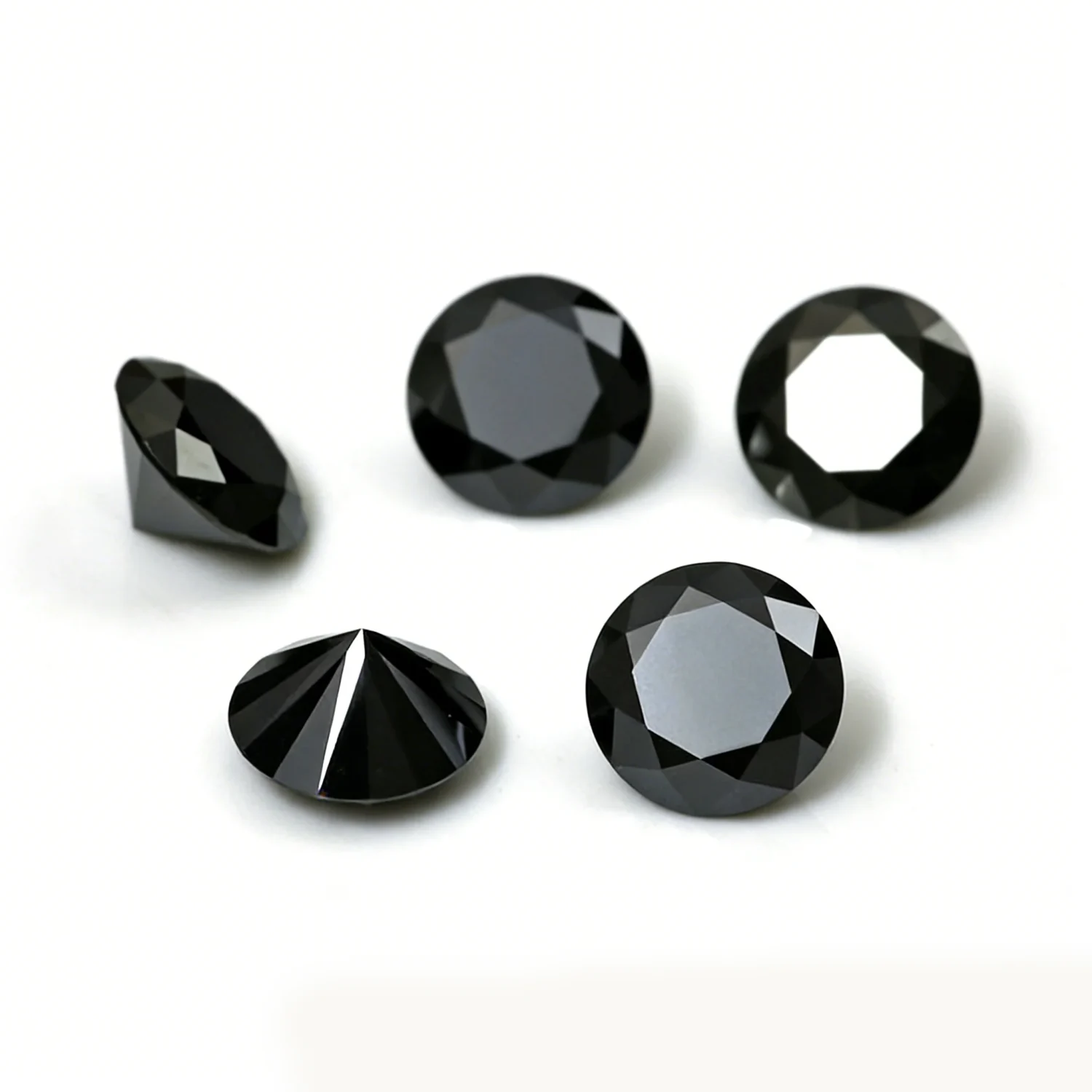 0.1-20ct CRA Certified Round Loose Black Moissanite Stones