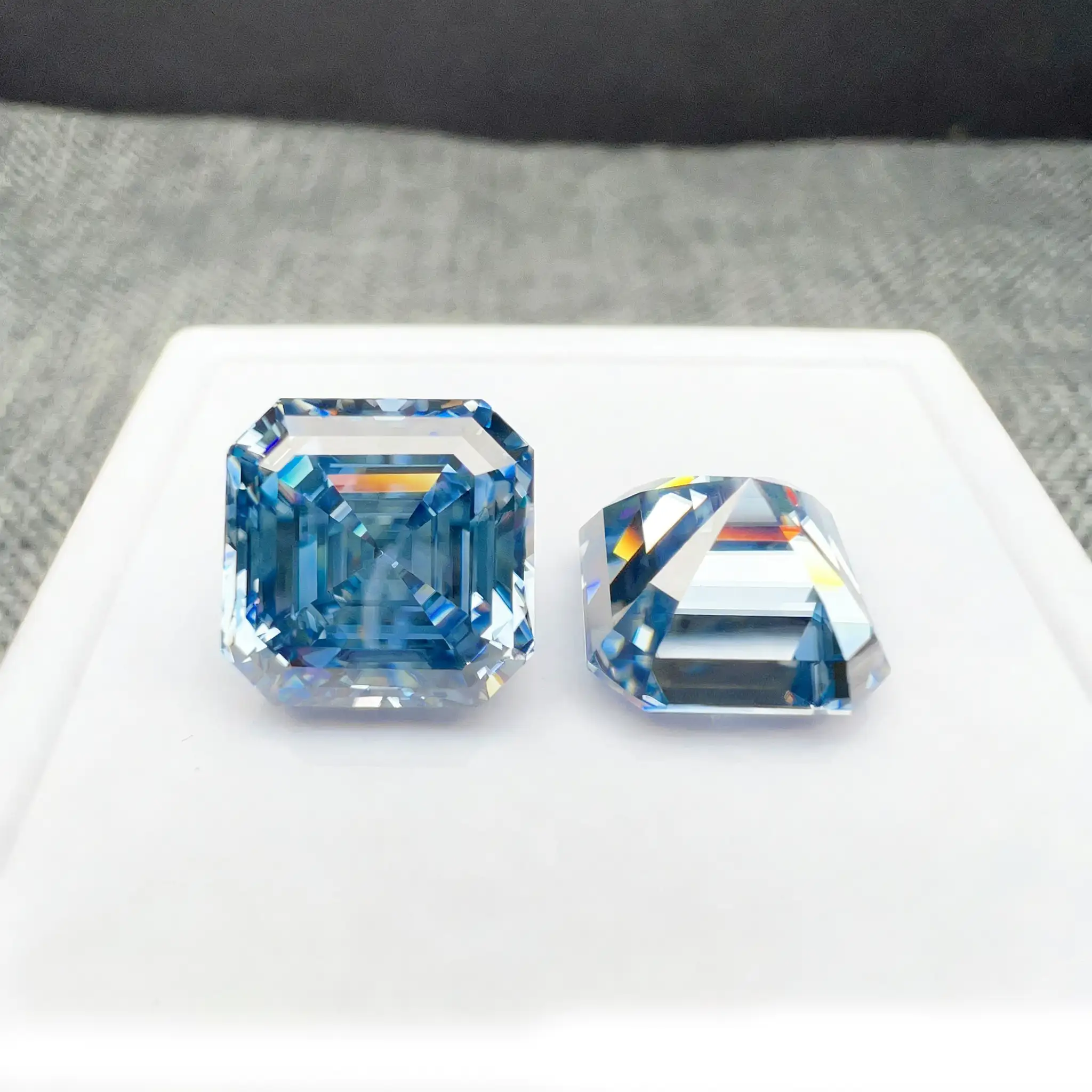 0.5-3ct Blue Asscher Cut Moissanite Loose Stone Wholesale - Image 2