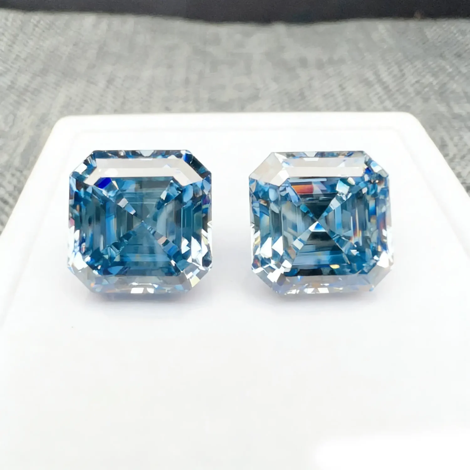 0.5-3ct Blue Asscher Cut Moissanite Loose Stone Wholesale - Image 3