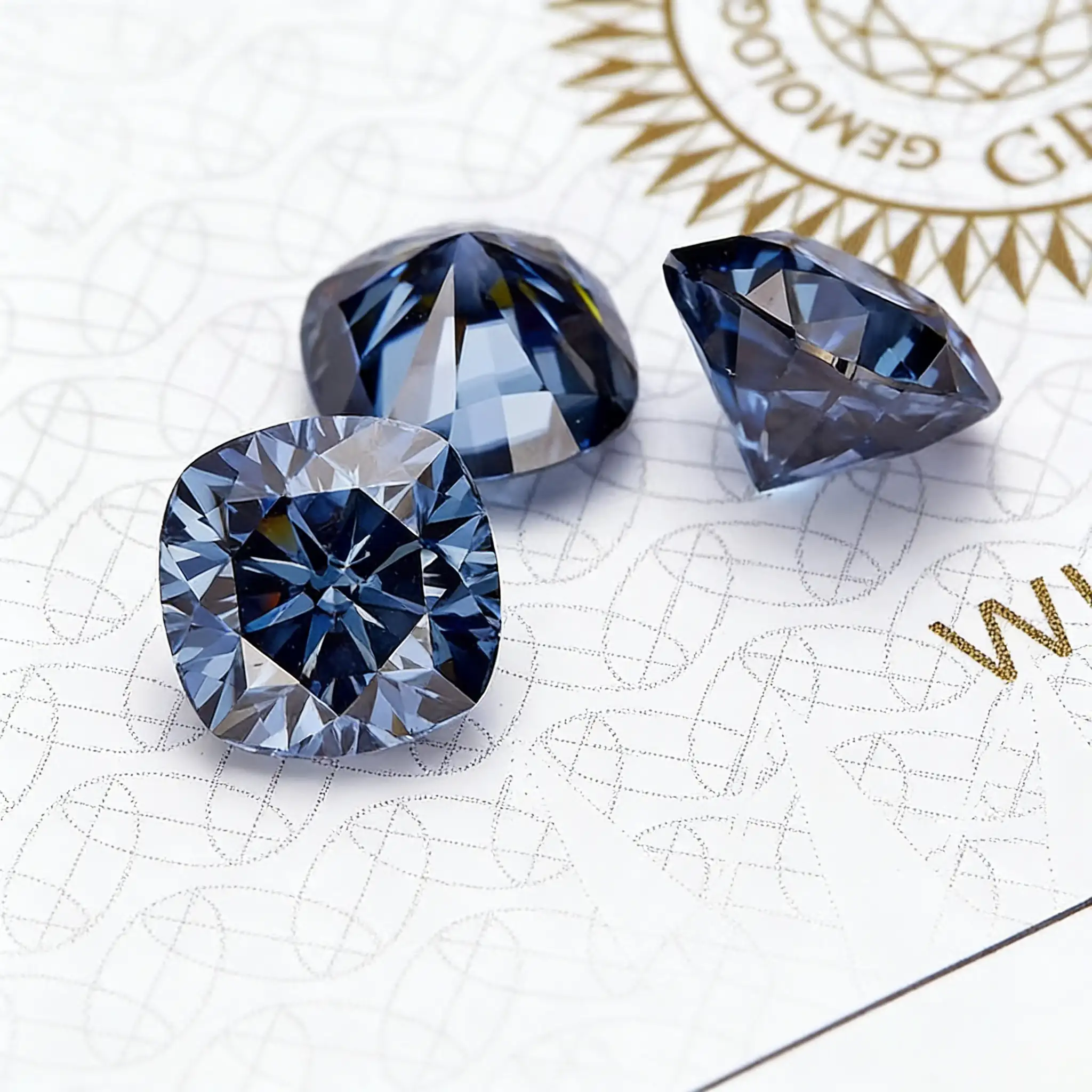 0.5-3ct Blue cushion cut moissanite loose stone Wholesale