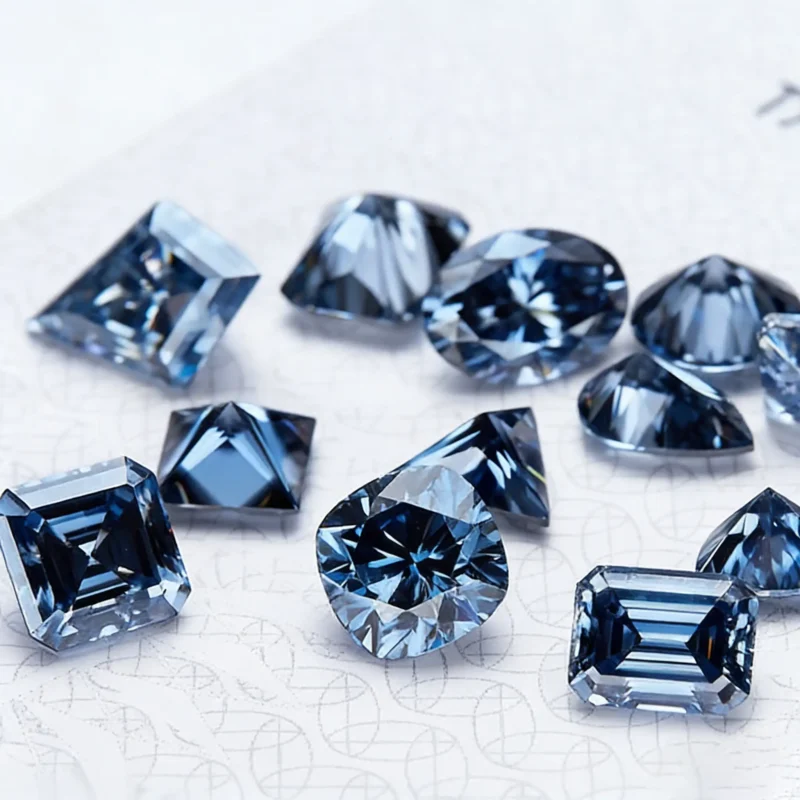 0.5-3ct Blue cushion cut moissanite loose stone Wholesale