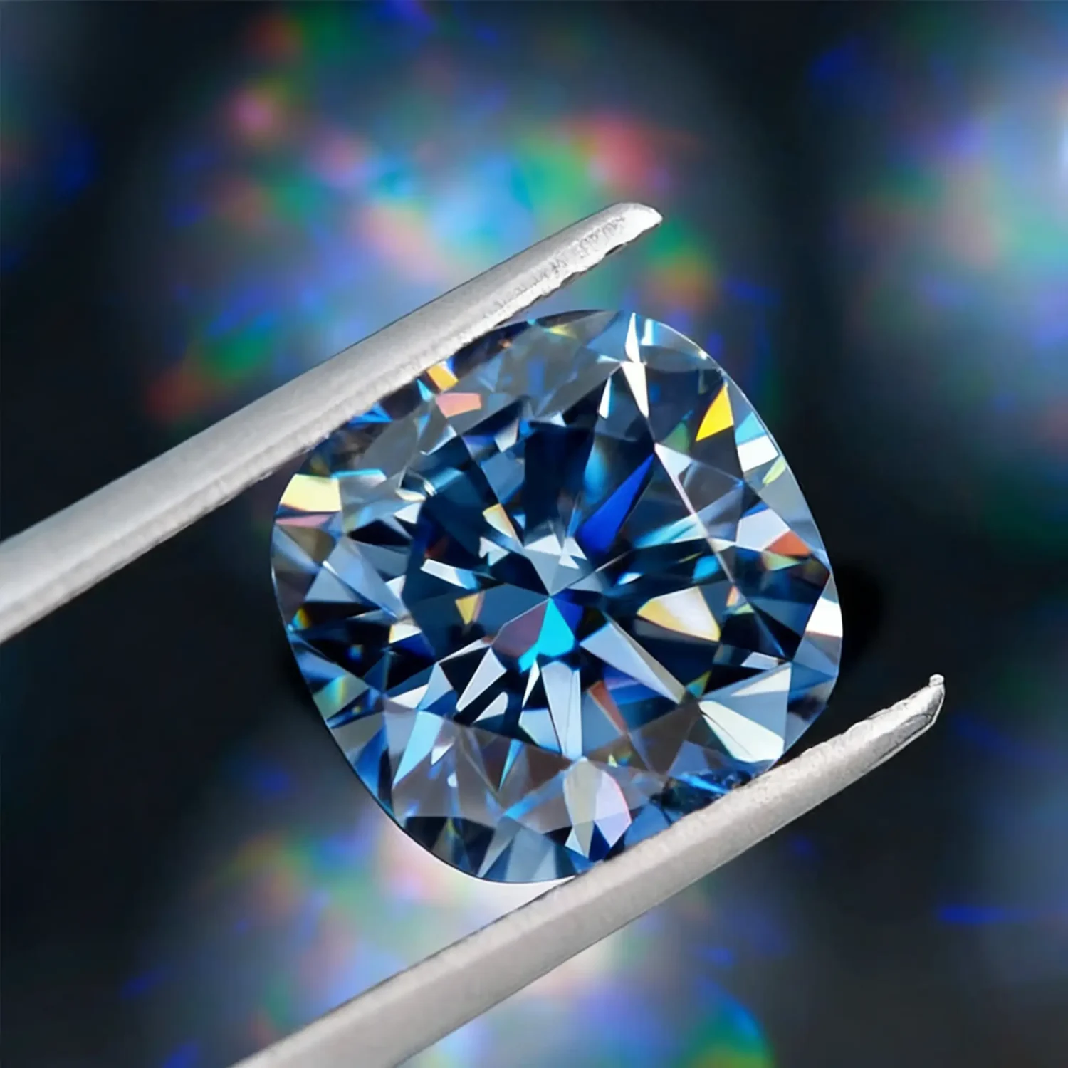 0.5-3ct Blue cushion cut moissanite loose stone Wholesale - Image 3