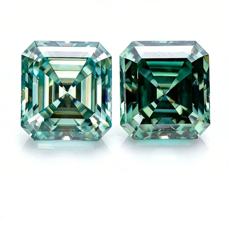 0.5-3ct Green Asscher Cut Moissanite Loose Stone Wholesale