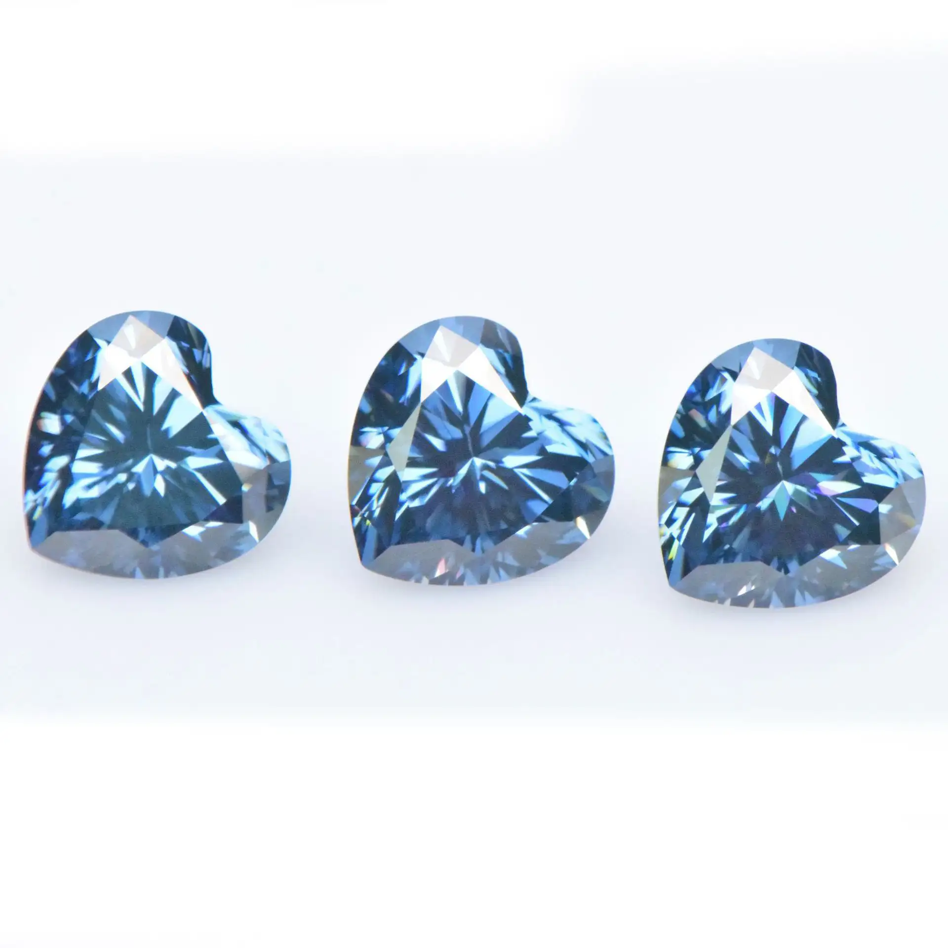 0.5-3ct Heart Blue Moissanite Loose Stone GRA Certified