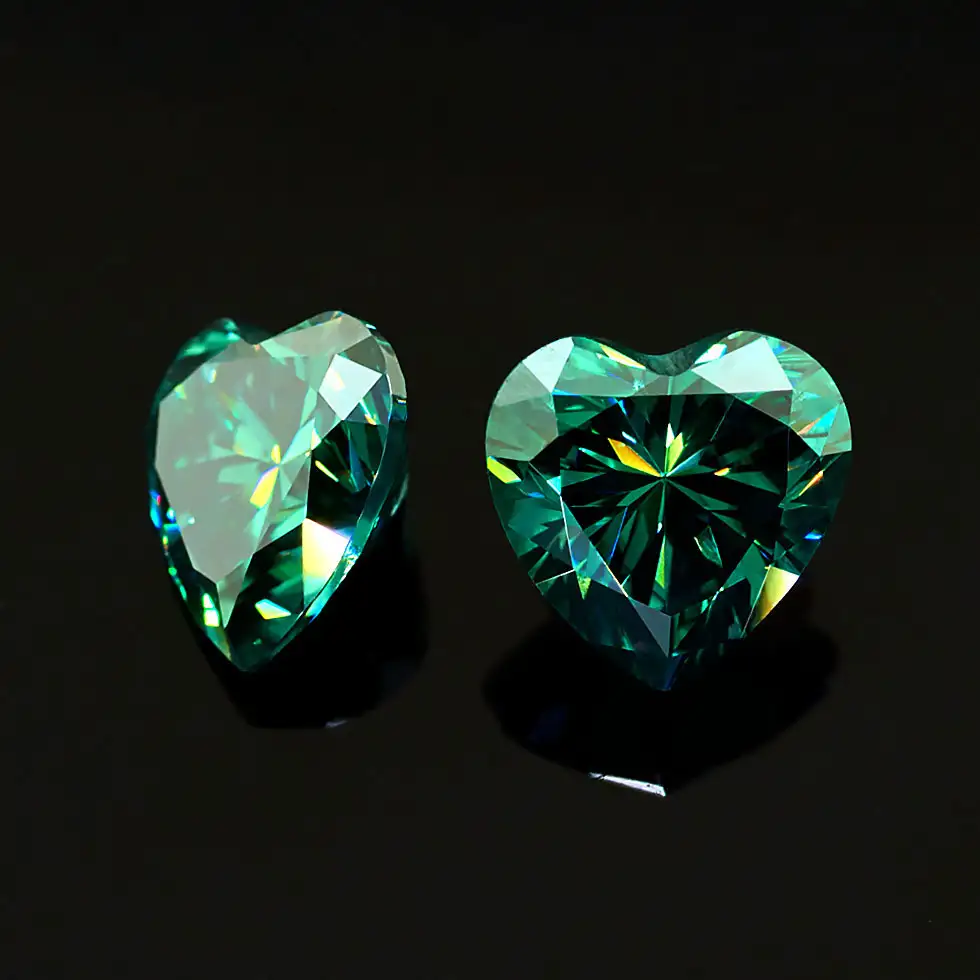 0.5-3ct Heart Green Moissanite Loose Stone GRA Certified