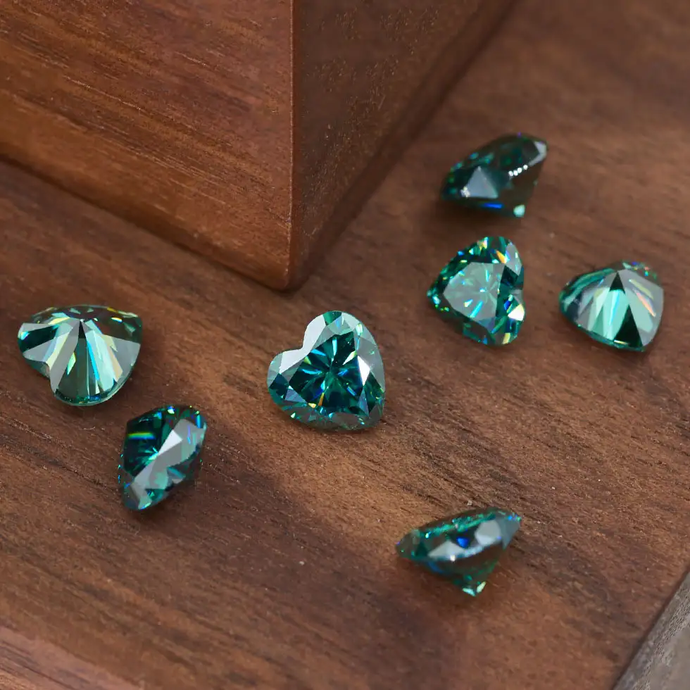 Alternative view of 0.5-3ct Heart Green Moissanite Loose Stone GRA Certified