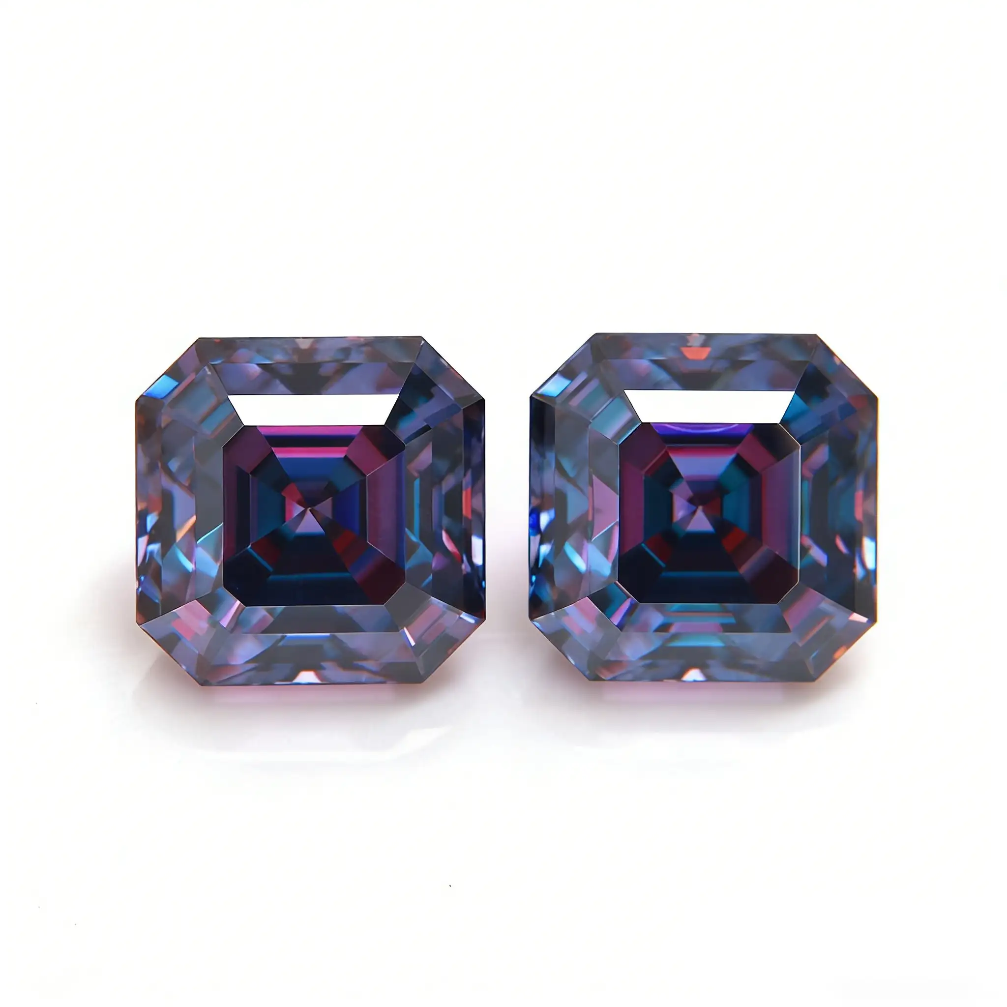 0.5-3ct Purple Asscher Cut Moissanite Loose Stone Wholesale