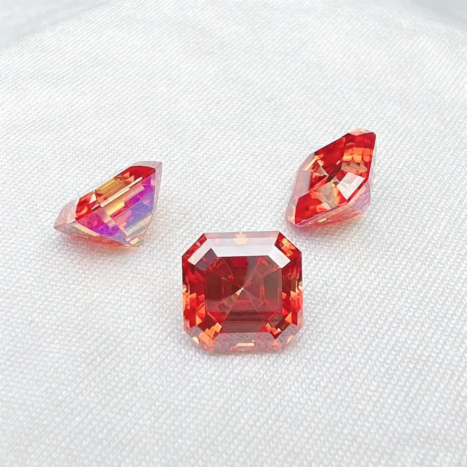 0.5-3ct Red Asscher Cut Moissanite Loose Stone Wholesale - Image 4