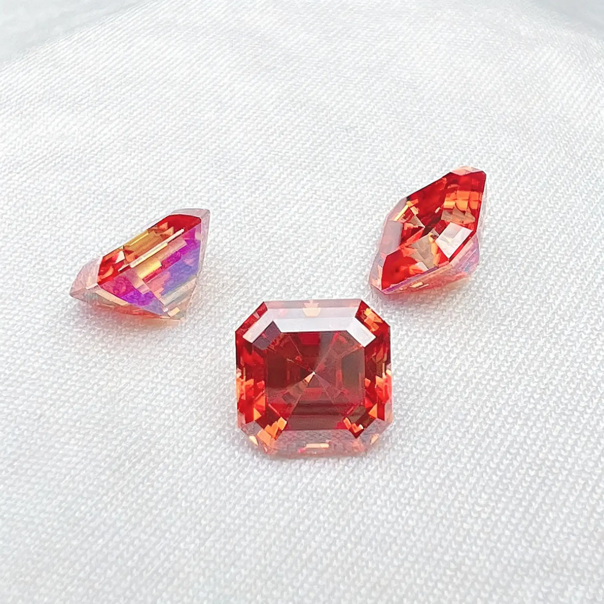 0.5-3ct Red Asscher Cut Moissanite Loose Stone Wholesale - Image 4