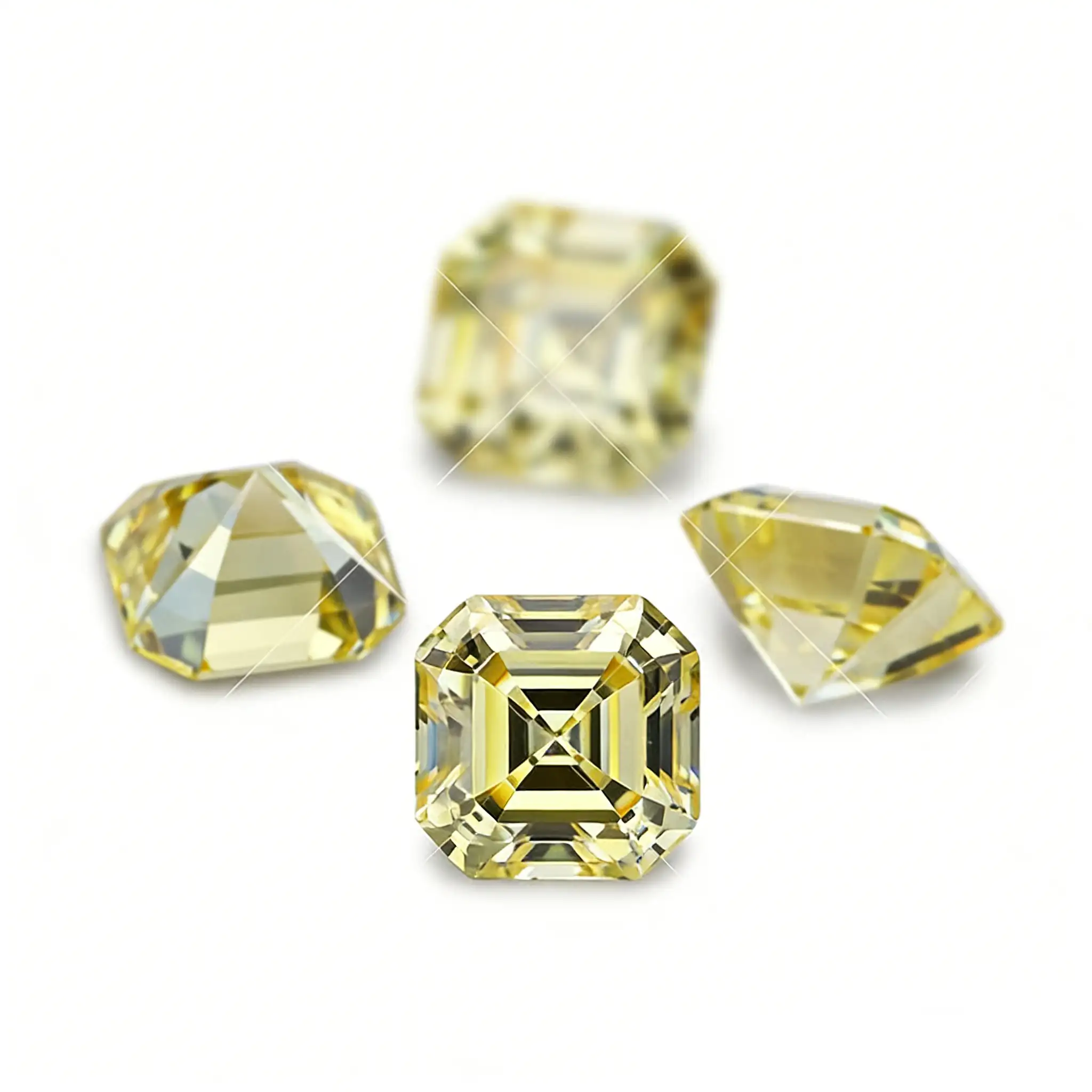 0.5-3ct Yellow Asscher Cut Moissanite Loose Stone Wholesale