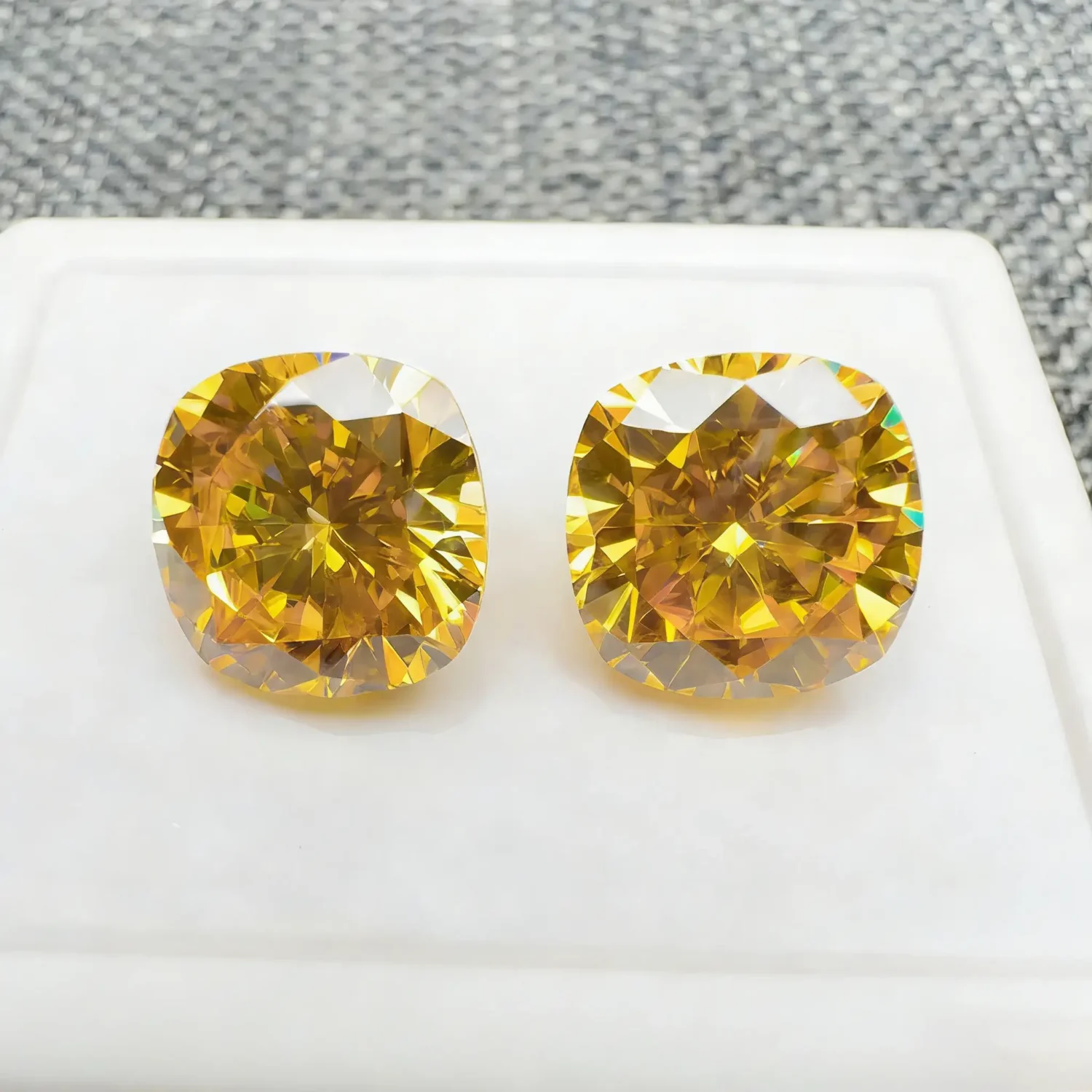 Alternative view of 0.5-3ct Yellow Cushion Cut Moissanite Loose Stone Wholesale