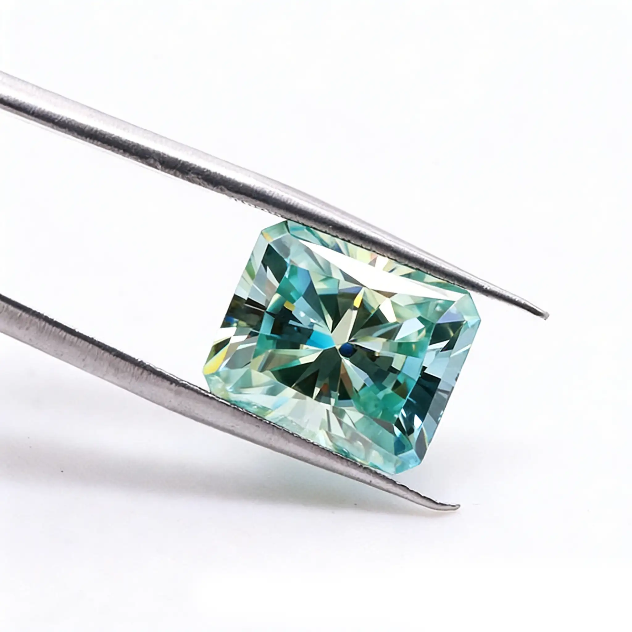 0.5-4ct Teal Radiant Cut Moissanite Loose Stone Wholesale - Image 3