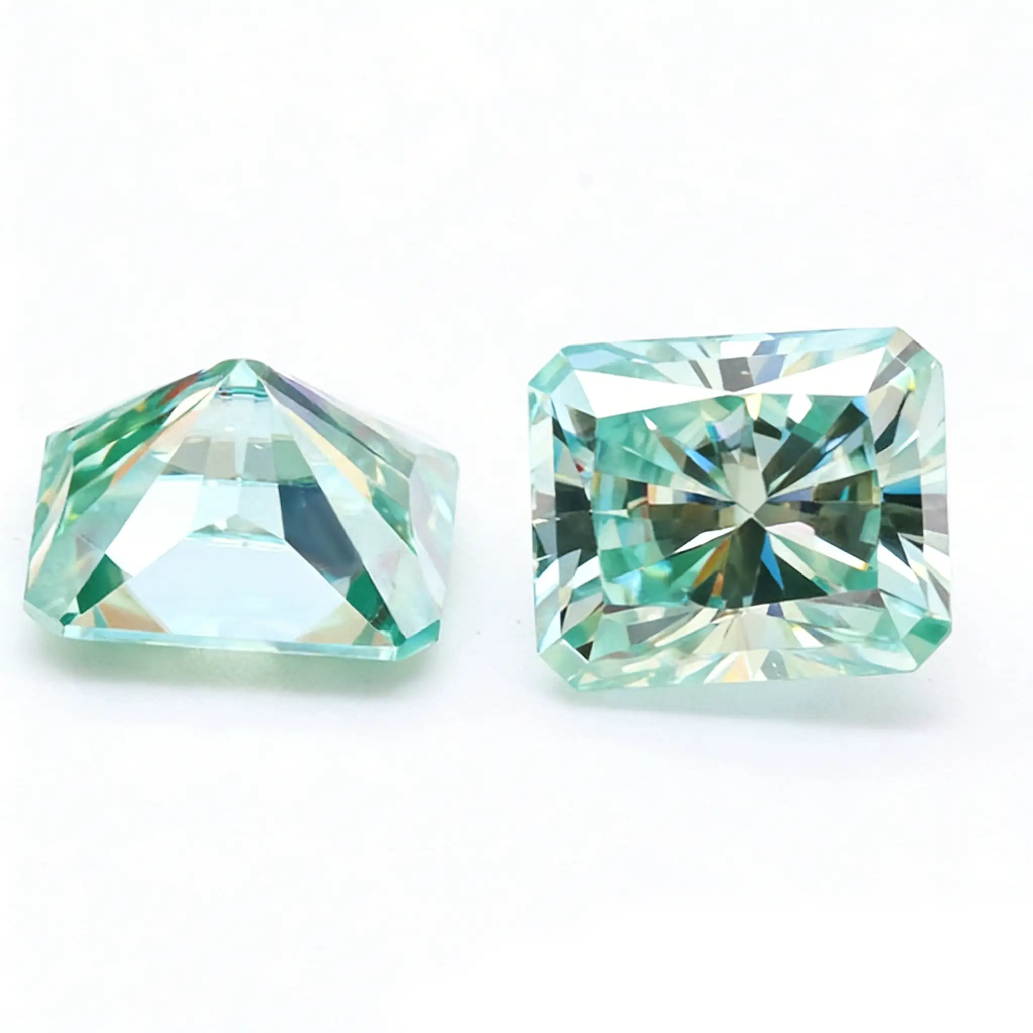 0.5-4ct Teal Radiant Cut Moissanite Loose Stone Wholesale - Image 2