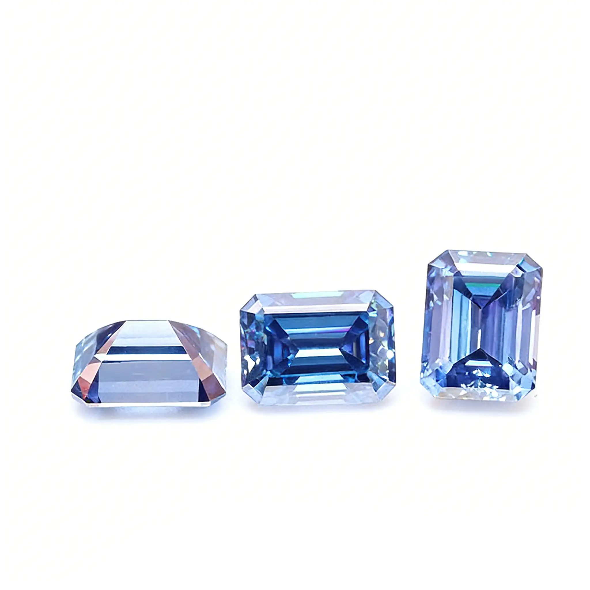 0.5-5ct Blue Emerald Cut Moissanite Loose Stone Wholesale - Image 2