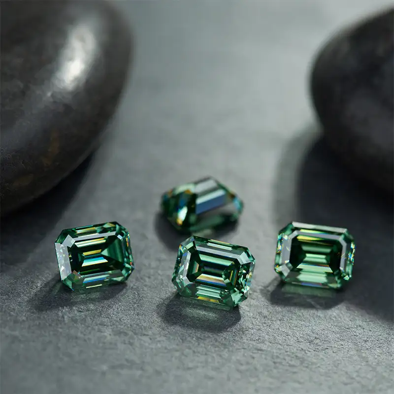 0.5-5ct Green Emerald Cut Moissanite Loose Stone Wholesale