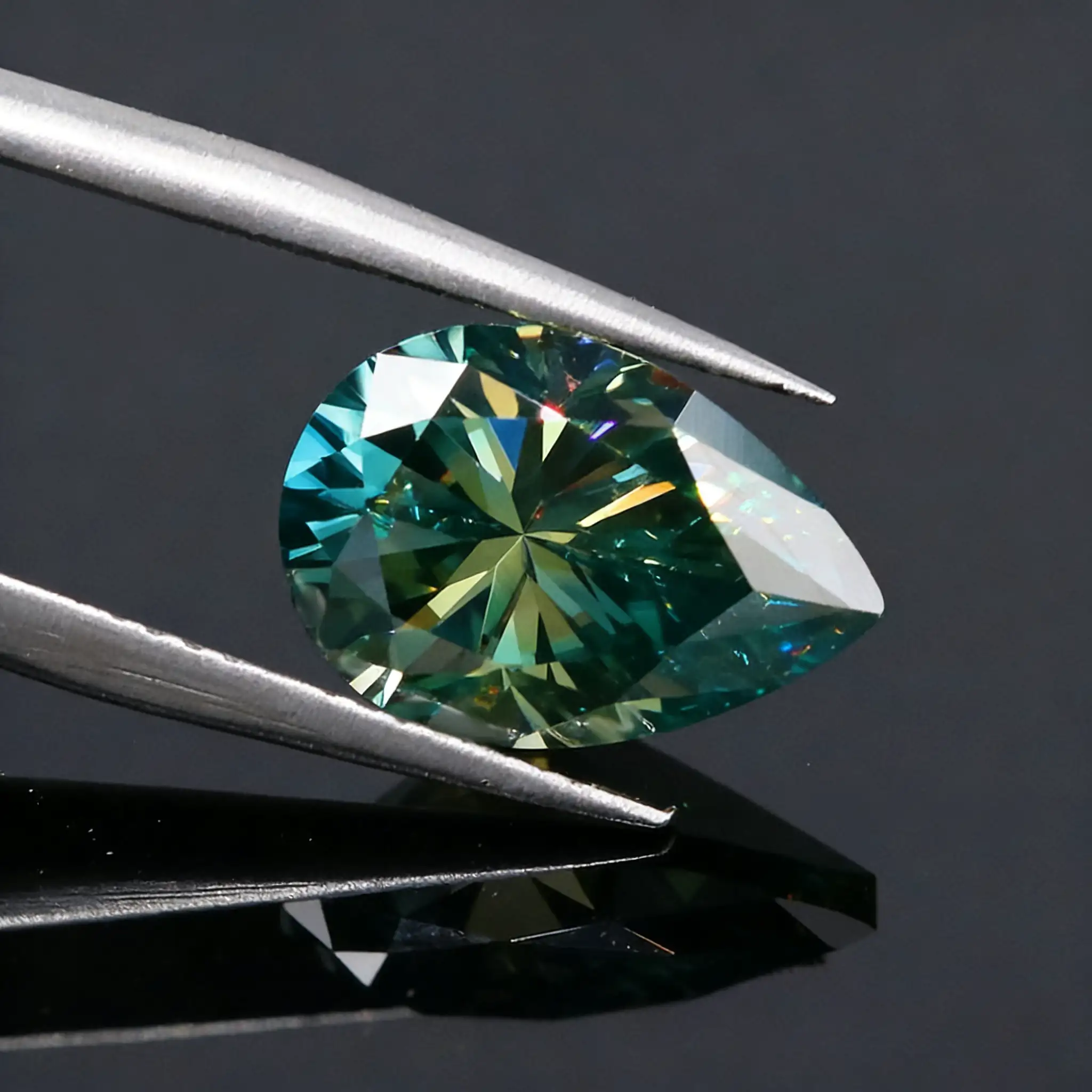 0.5-6ct Pear Green Moissanite Loose Stone GRA Certified