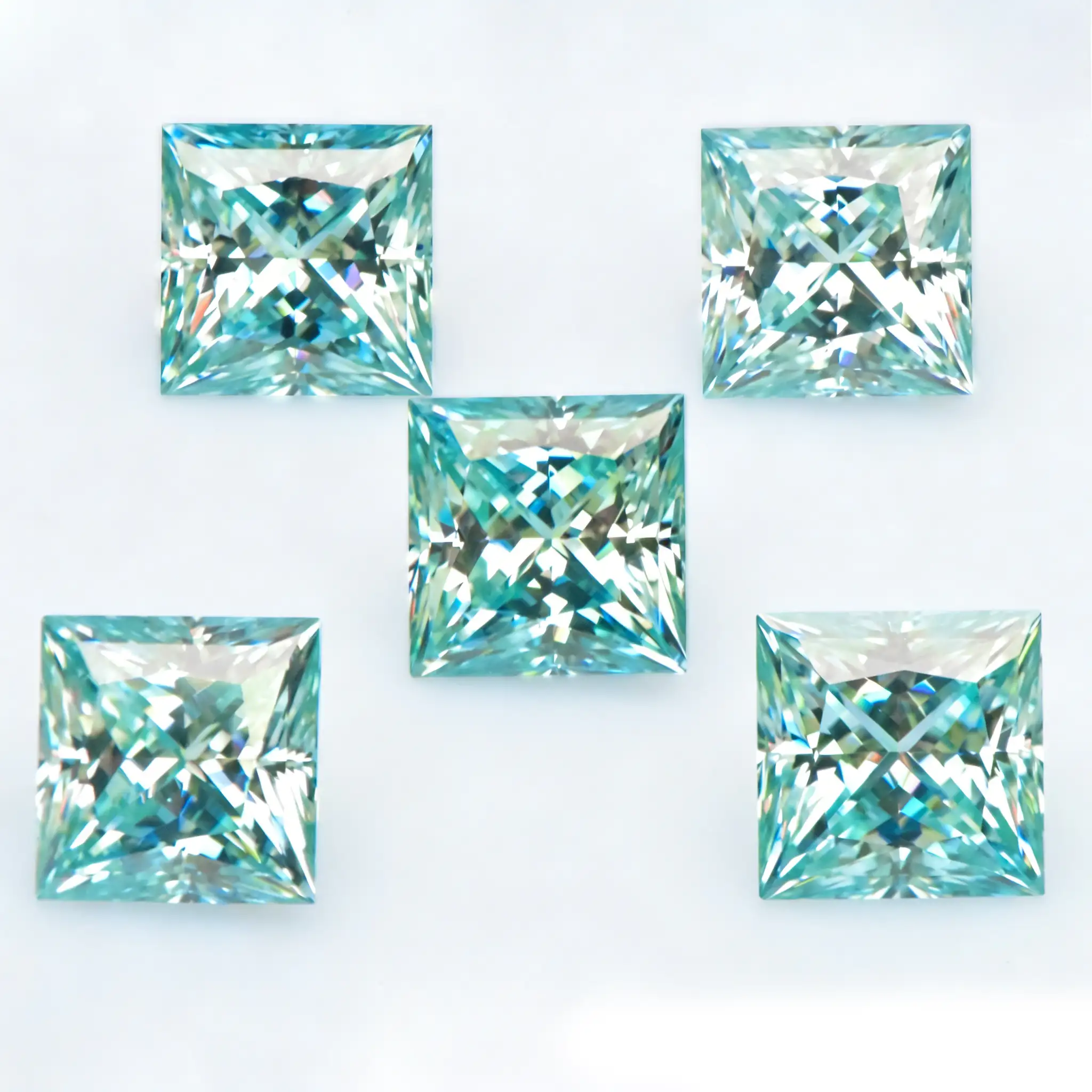 0.6-5ct Teal Princess Cut Moissanite Loose Stone - Image 2