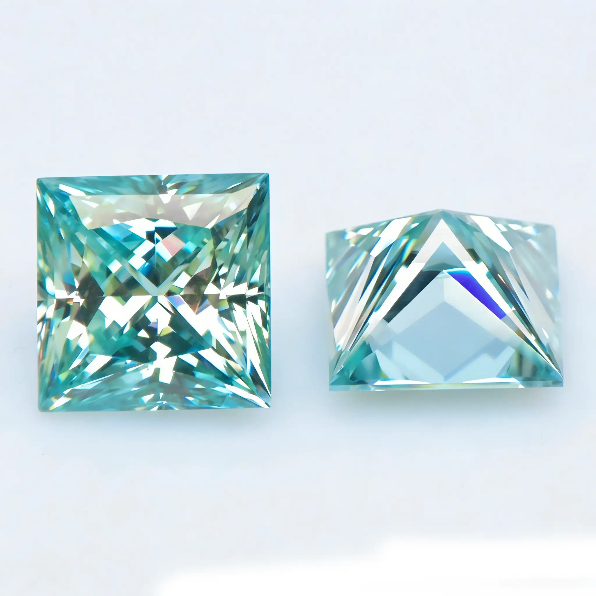 0.6-5ct Teal Princess Cut Moissanite Loose Stone - Image 6