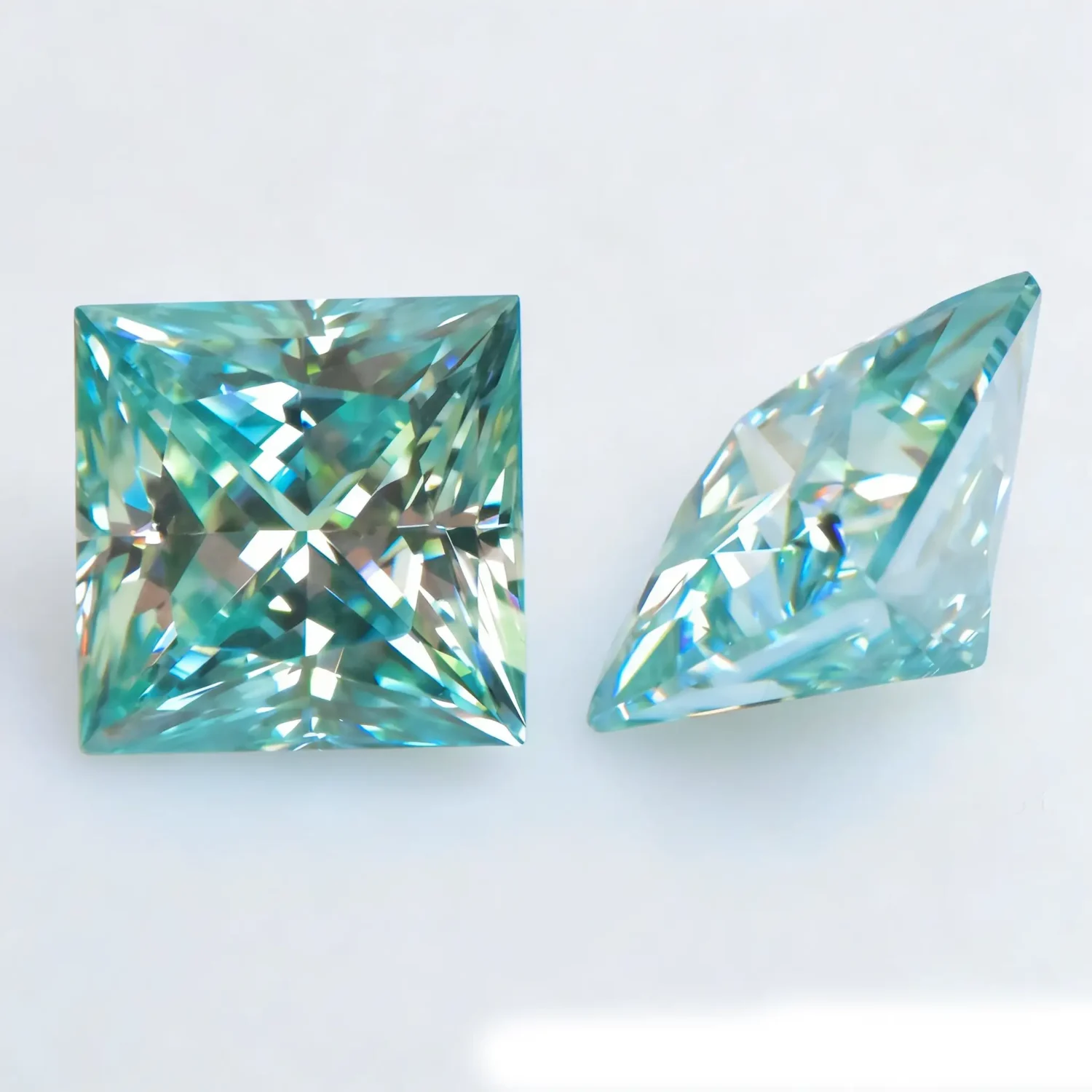 0.6-5ct Teal Princess Cut Moissanite Loose Stone - Image 5