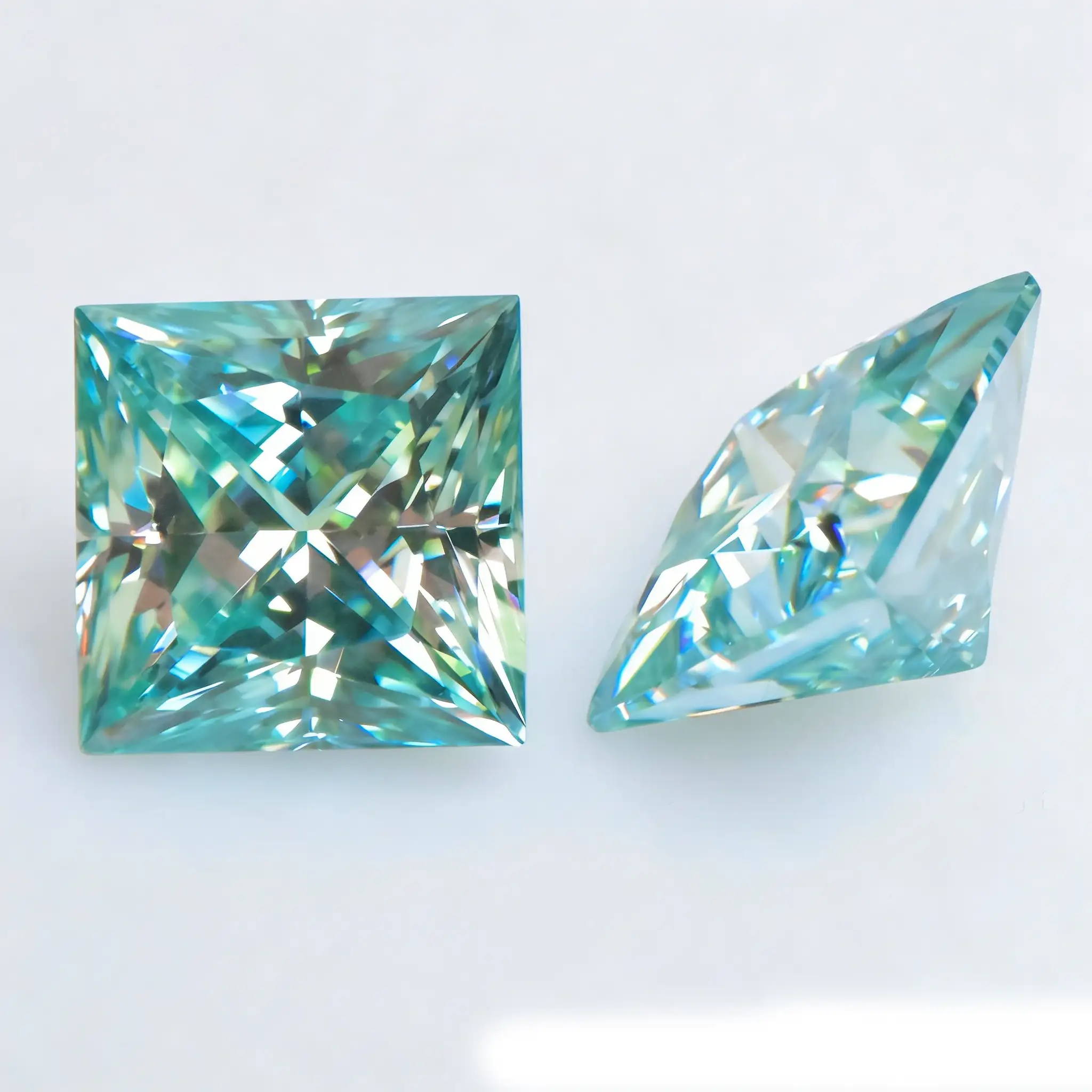 0.6-5ct Teal Princess Cut Moissanite Loose Stone - Image 5