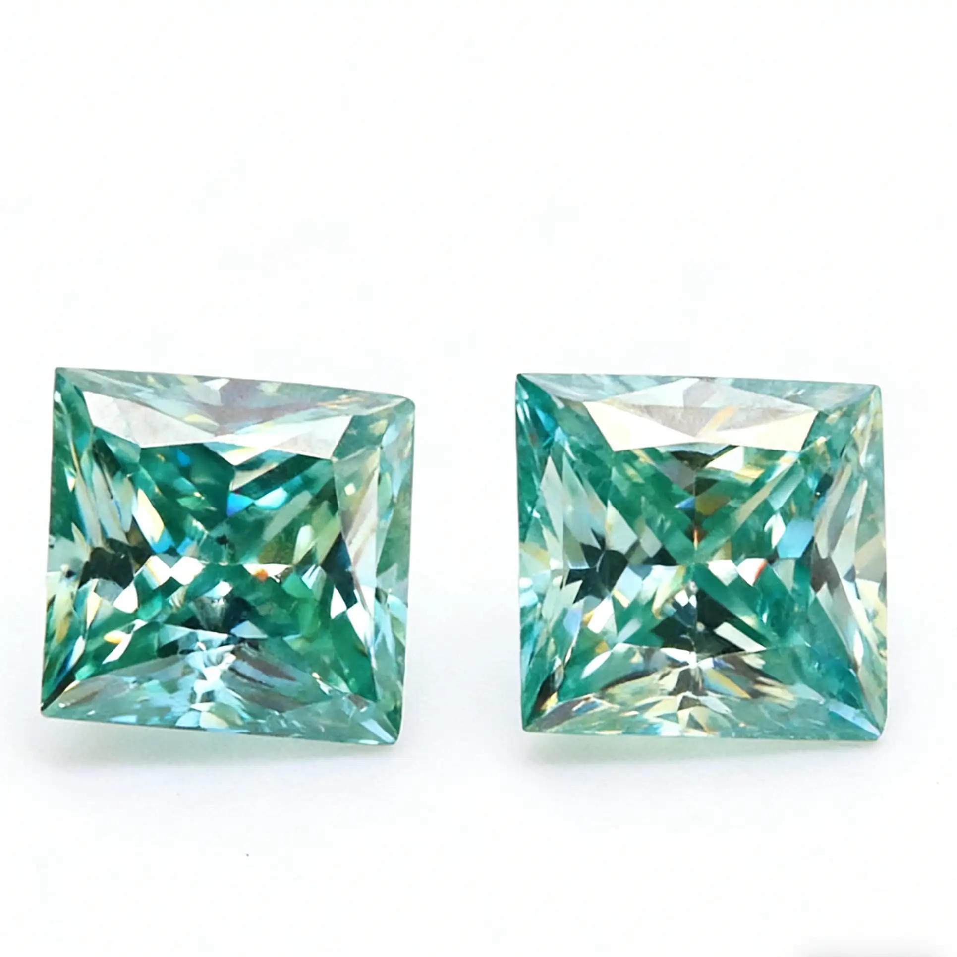 0.6-5ct Teal Princess Cut Moissanite Loose Stone