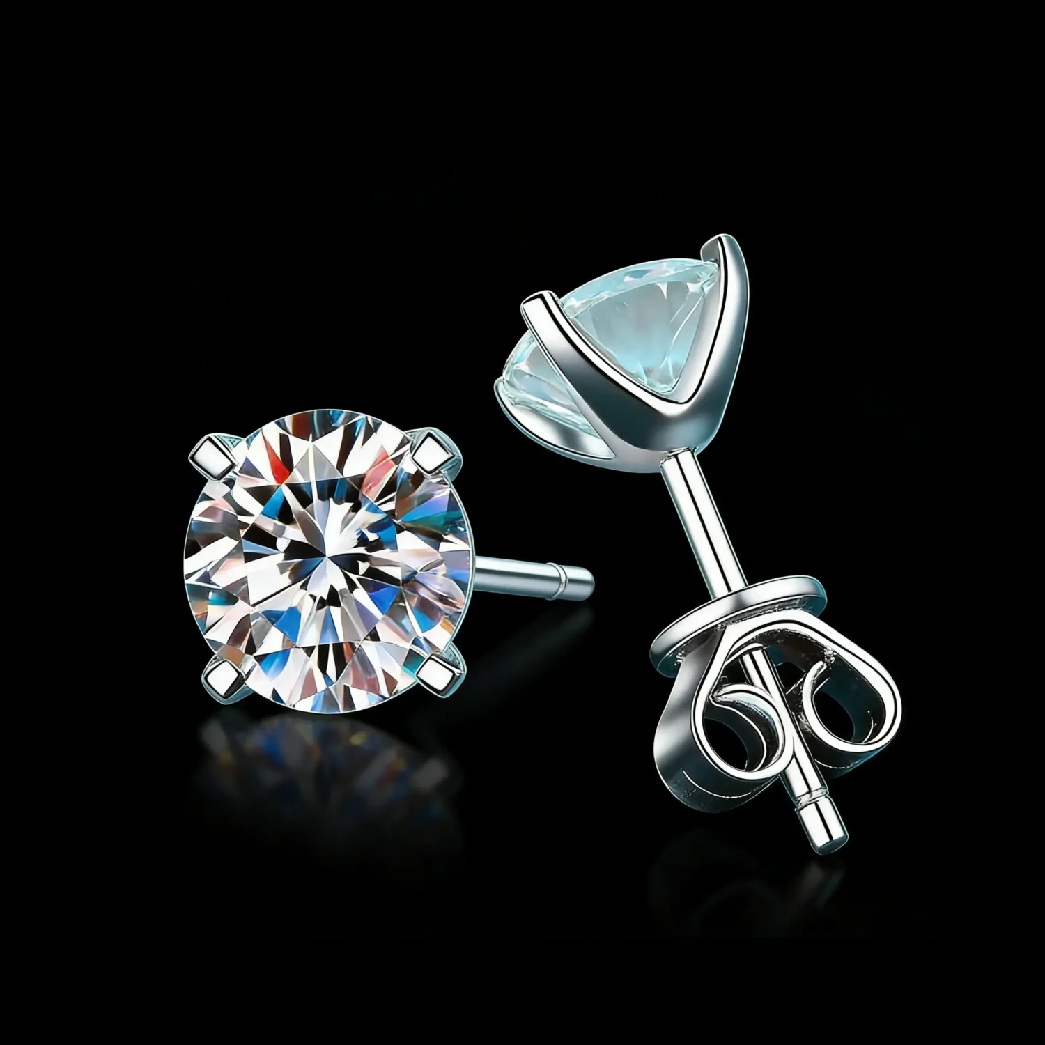 4-claw S925 Sterling Silver GRA Moissanite Earrings - Image 3