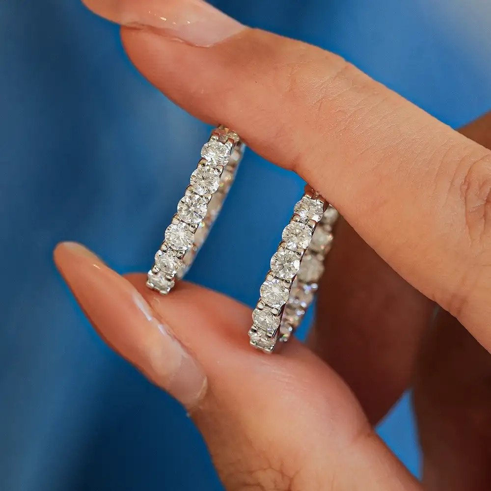 Elegant S925 Sterling Silver Moissanite Hoop Earrings for Women - Image 5