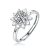 Elegant S925 Sterling Silver Sunflower Moissanite Ring for Women