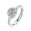 Luxury 1-3 Carat Silver Moissanite Halo Ring for Women