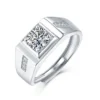 Rugged S925 Sterling Silver Mens Moissanite Wedding Bands