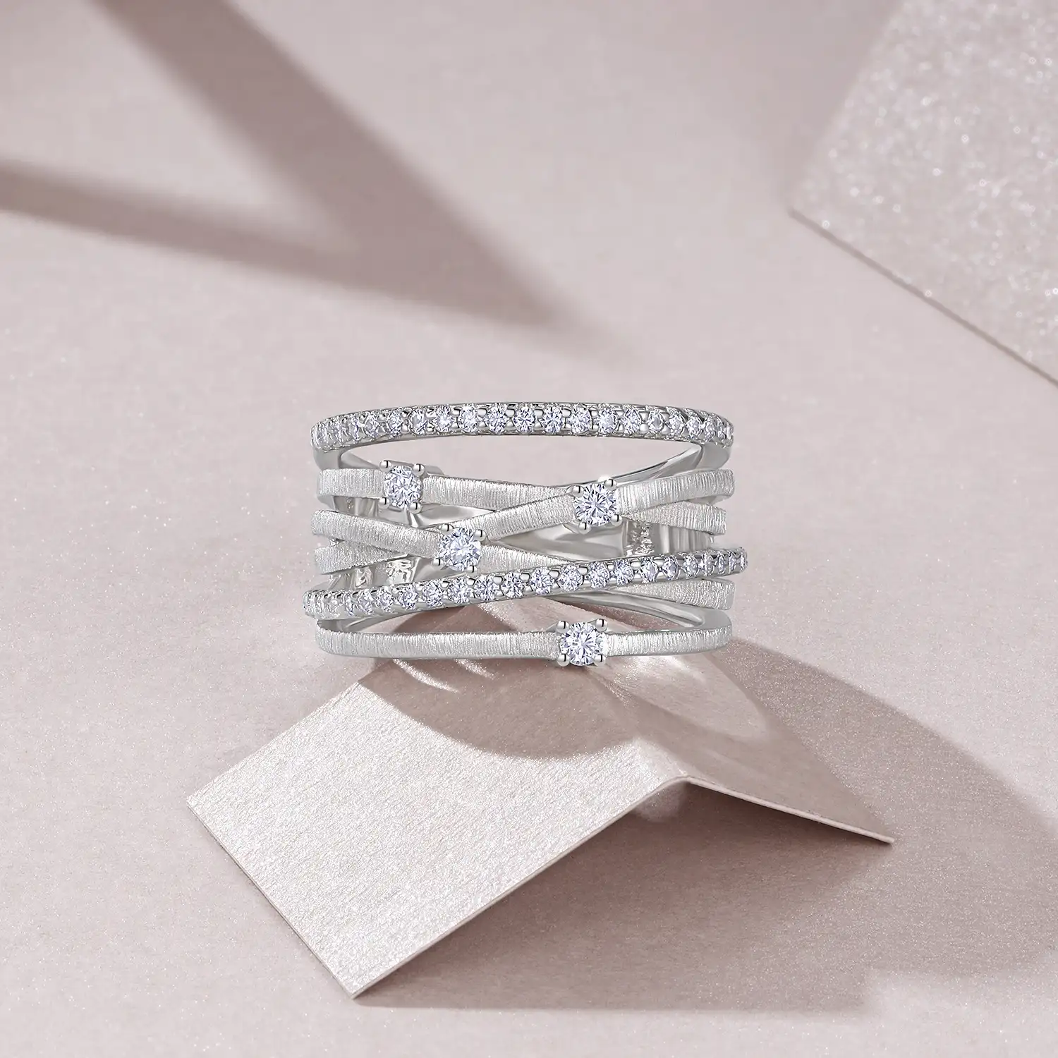 S925 Sterling Silver Womens Fashion Moissanite Rings - Image 4