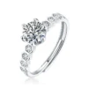 Sweet Womens Silver 0.5-3 Carat Moissanite Diamond Ring