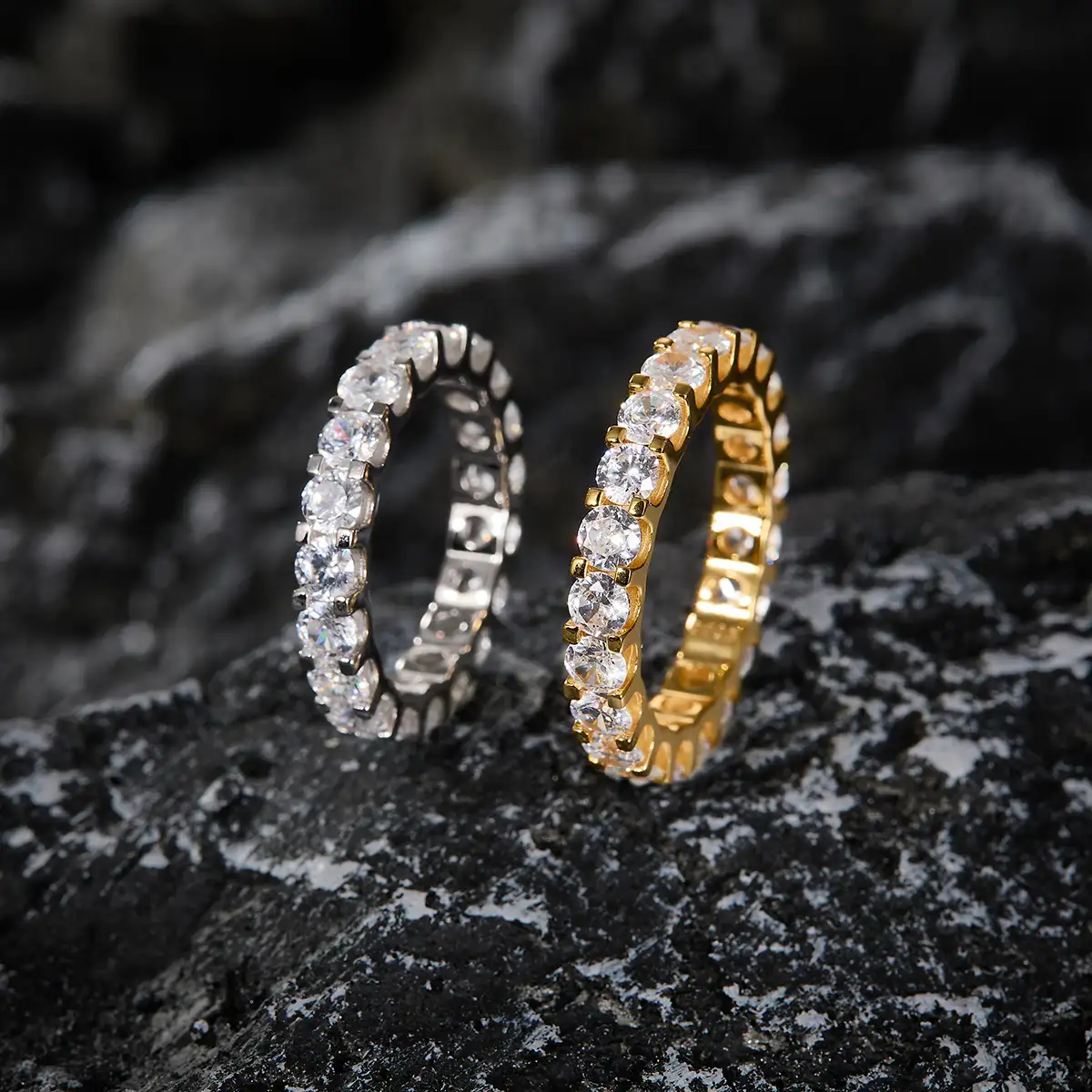 Unisex S925 Sterling Silver 4mm Moissanite Eternity Band - Image 3