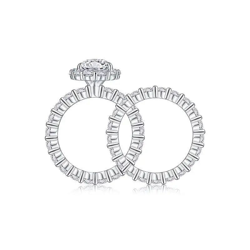 2.5ct Womens Pear Shaped Moissanite Engagement Ring Set - Image 4