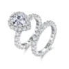 Womens Pear Shaped Moissanite Engagement Ring Set