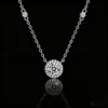 0.5-3ct S925 Sterling Silver Round Halo Moissanite Necklace