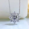 0.5-3ct Womens S925 Sterling Silver Sunflower Moissanite Necklace
