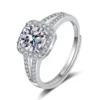 1-2ct S925 Sterling Silver Square Moissanite Halo Rings
