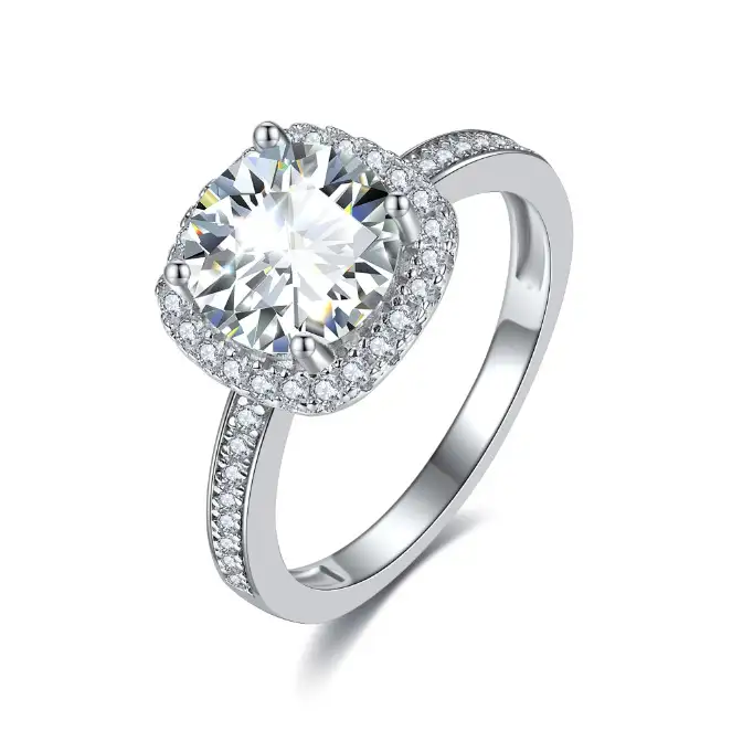 1-3ct S925 Sterling Silver Moissanite Halo Engagement Rings