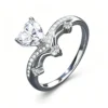 1 Carat S925 Sterling Silver Heart Shaped Moissanite Ring