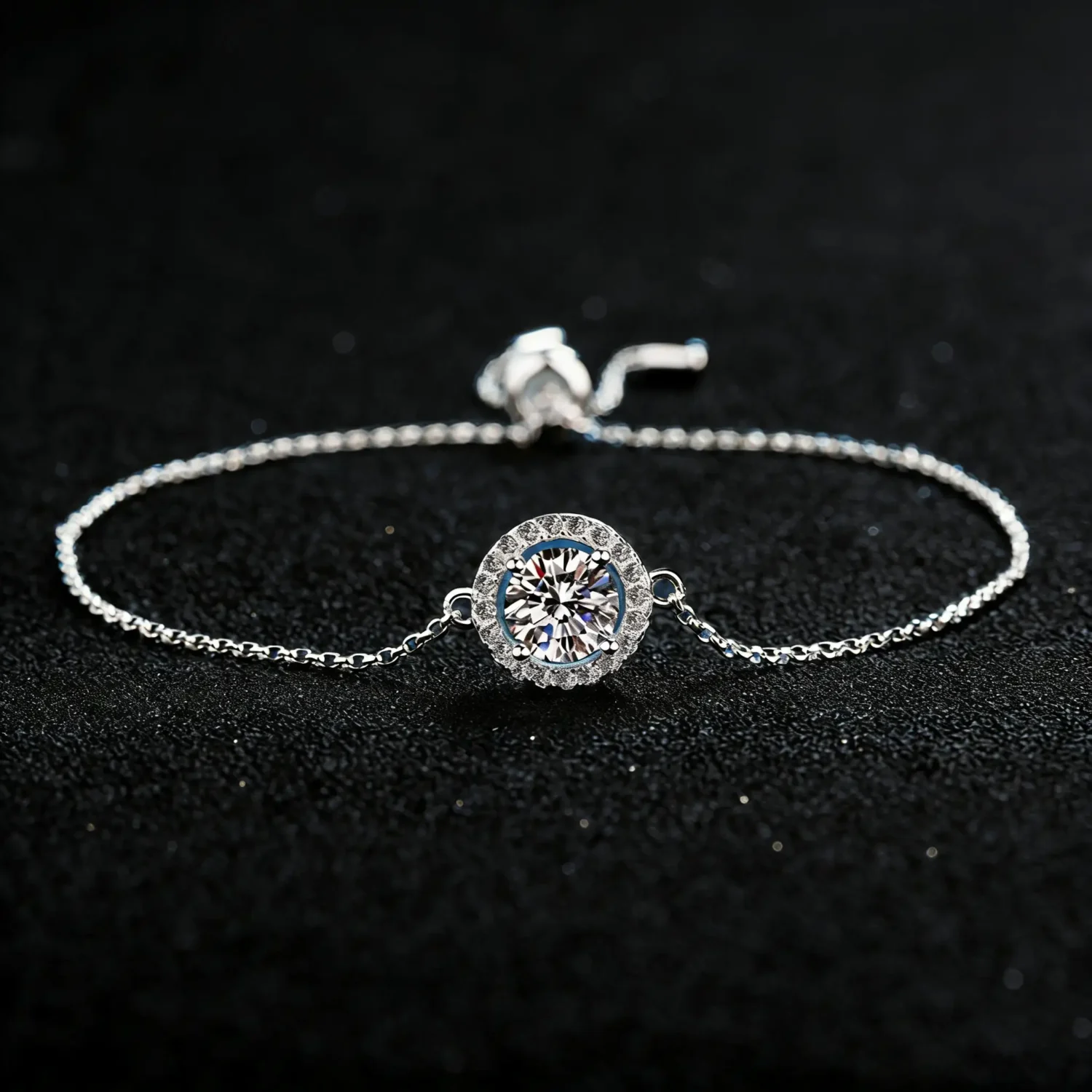 1ct S925 Sterling Silver Halo Womens Moissanite Bracelet - Image 4