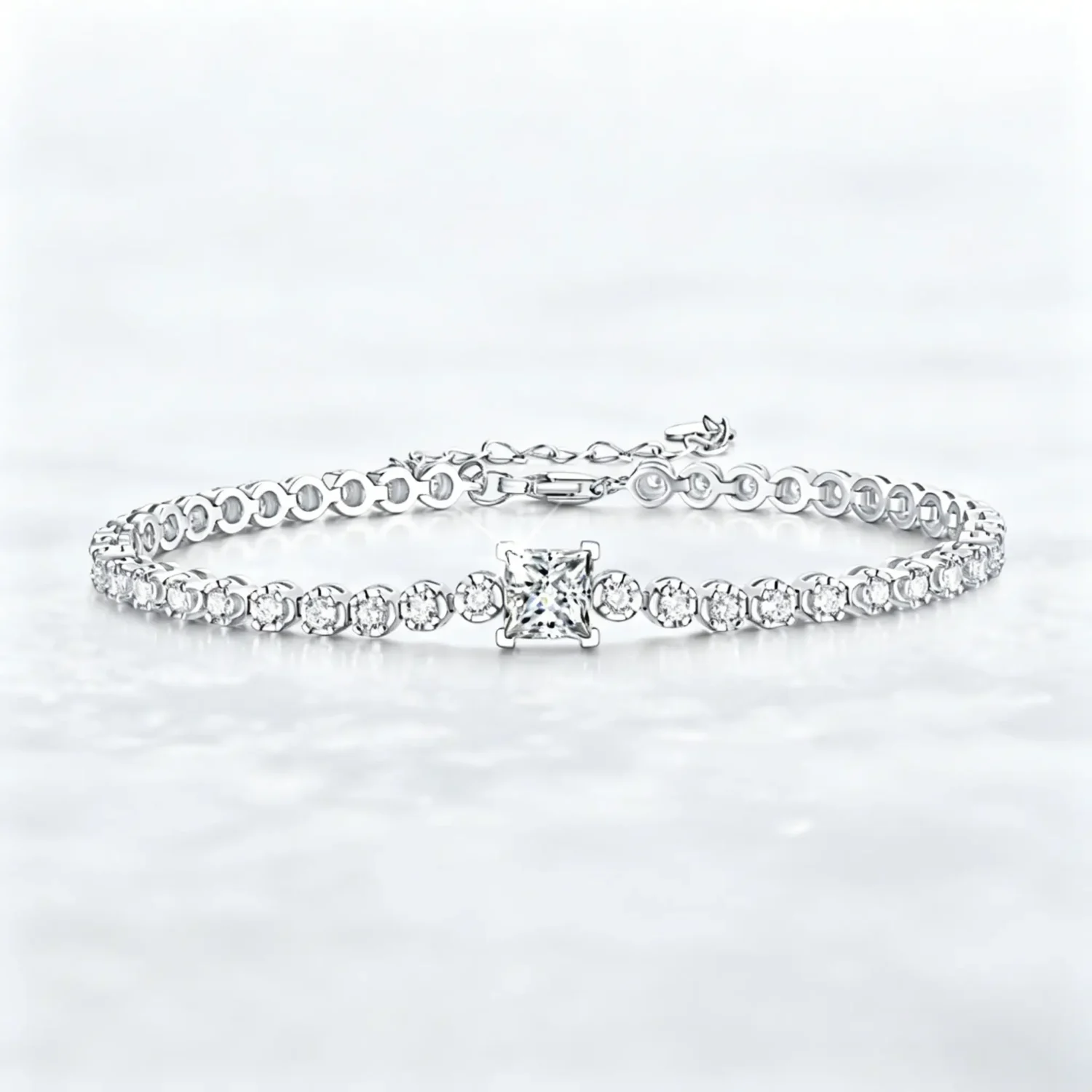 1ct S925 Sterling Silver Princess Cut VVS Moissanite Bracelet - Image 3