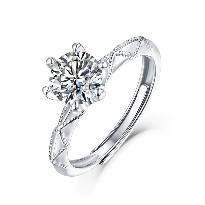 6-claw S925 Sterling Silver 1-3 Carat Moissanite Solitaire Ring