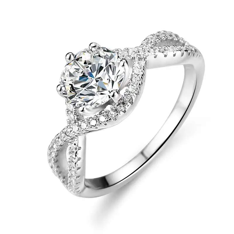6-claw S925 Sterling Silver Twisted Moissanite Engagement Ring
