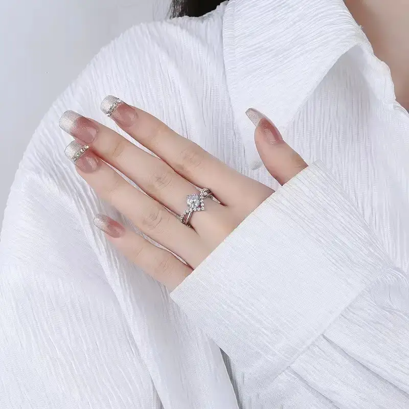 Alternative view of Sweet Crown S925 Sterling Silver Lab Created Moissanite Ring for Lady