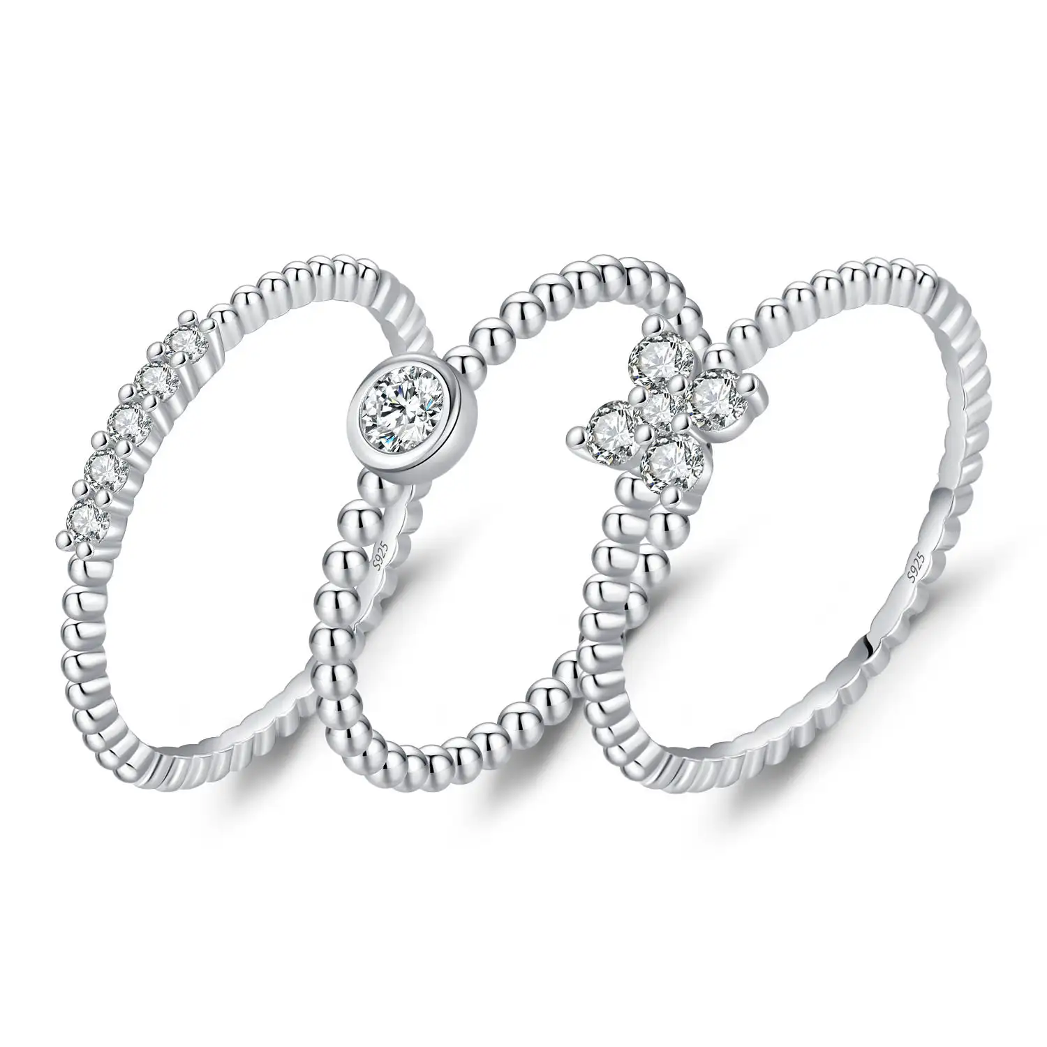 Dainty Womens S925 Sterling Silver VVS Moissanite Rings