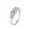 Elegant Gold Plated S925 Sterling Silver 3 Stone Moissanite Ring