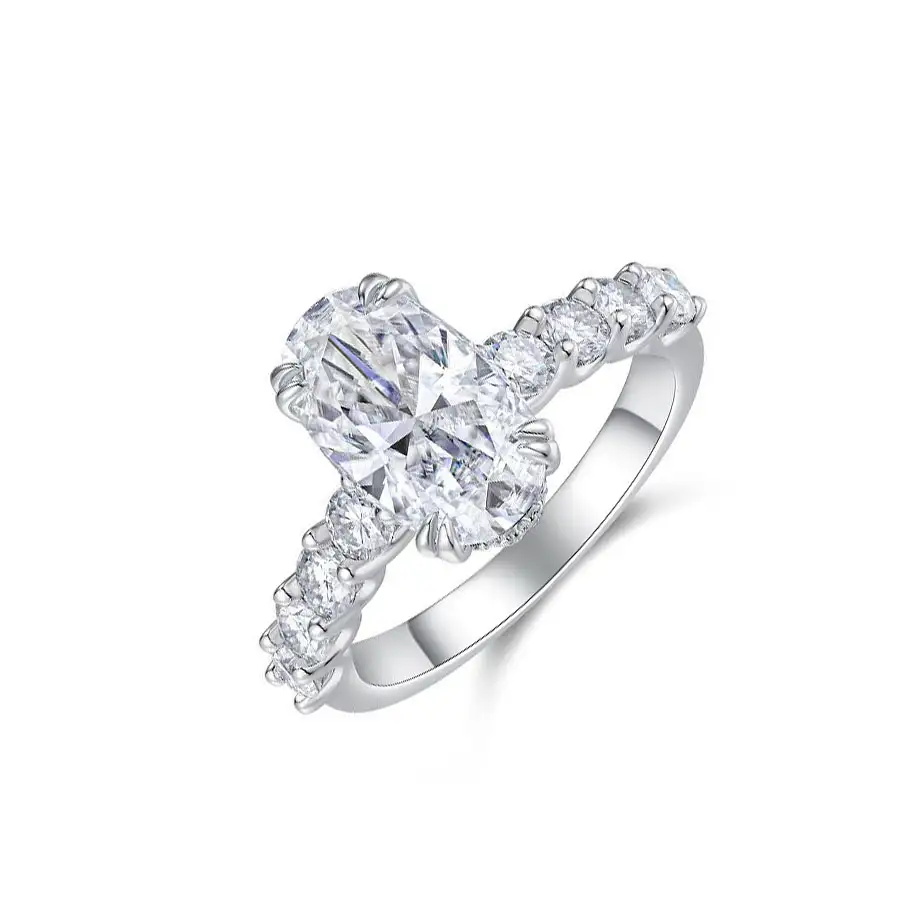 Luxury 2-3ct S925 Sterling Silver Oval Moissanite Engagement Rings