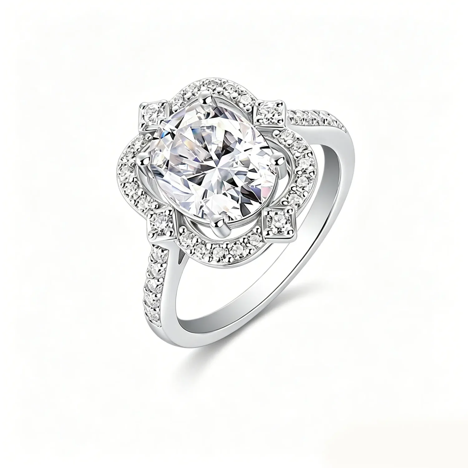 Luxury 3 Carat Oval Moissanite Engagement Ring for Women